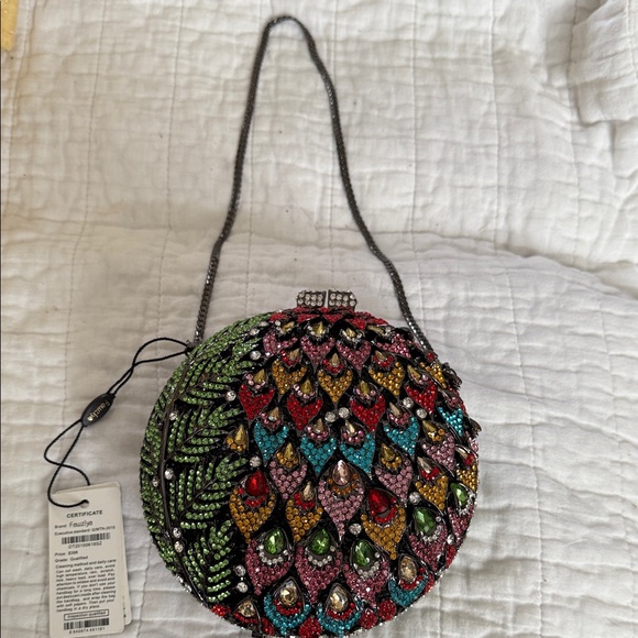 Vibrant Beaded Peacock Clutch - Picture 1 of 11